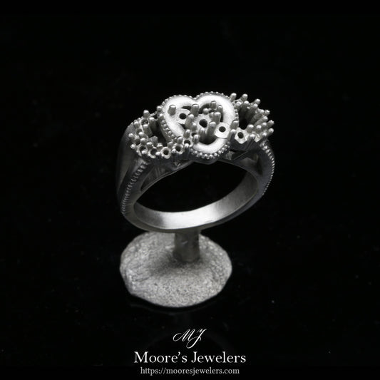 Custom Made 14k White Gold Infinity Heart Ring