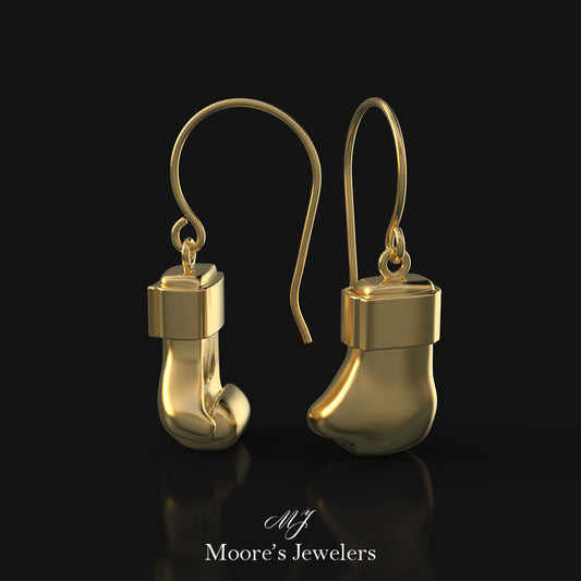 14k Yellow Gold Custom Made Boxing Glove Earrings