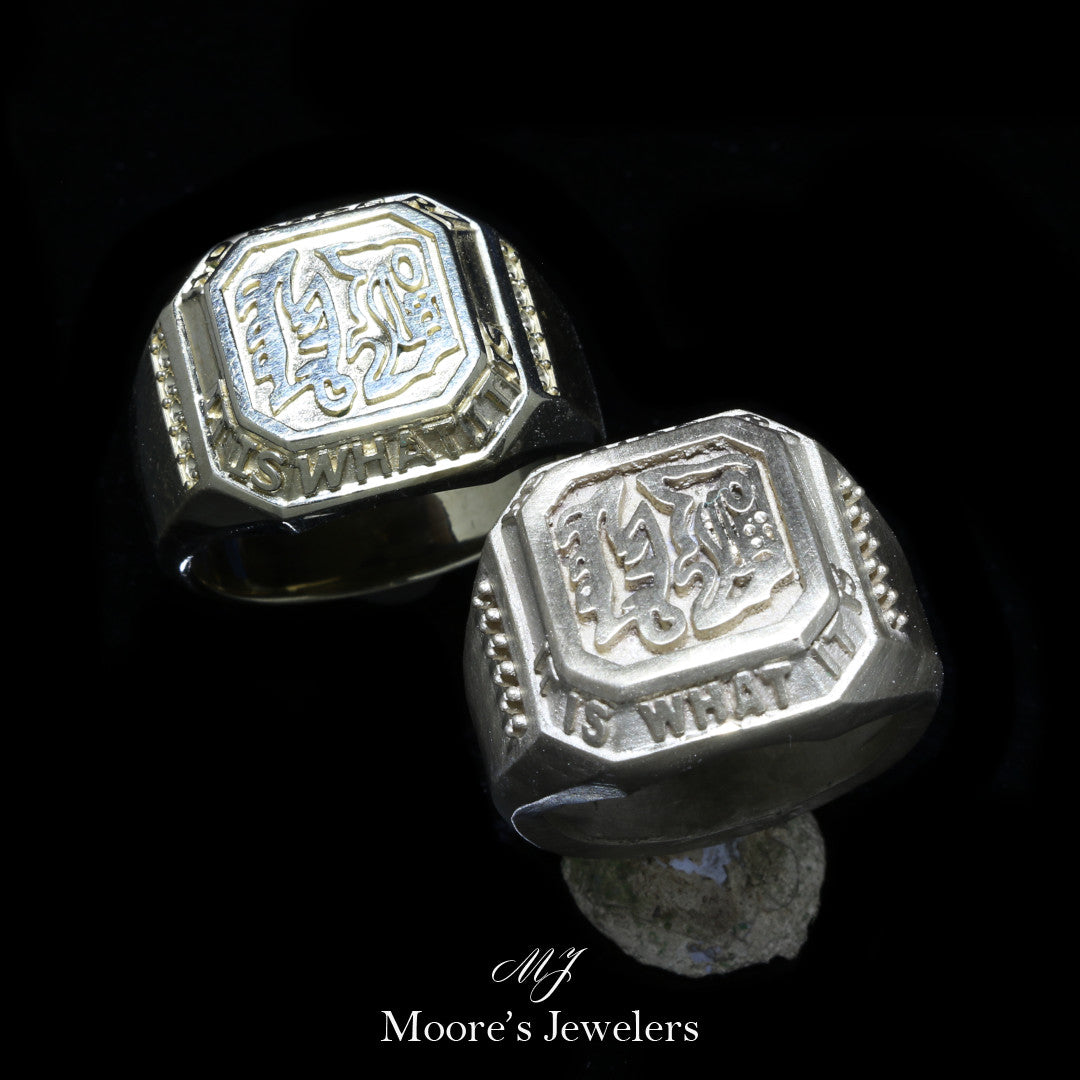 14k Yellow Gold Recreated Signet Ring: Moore's Jewelers