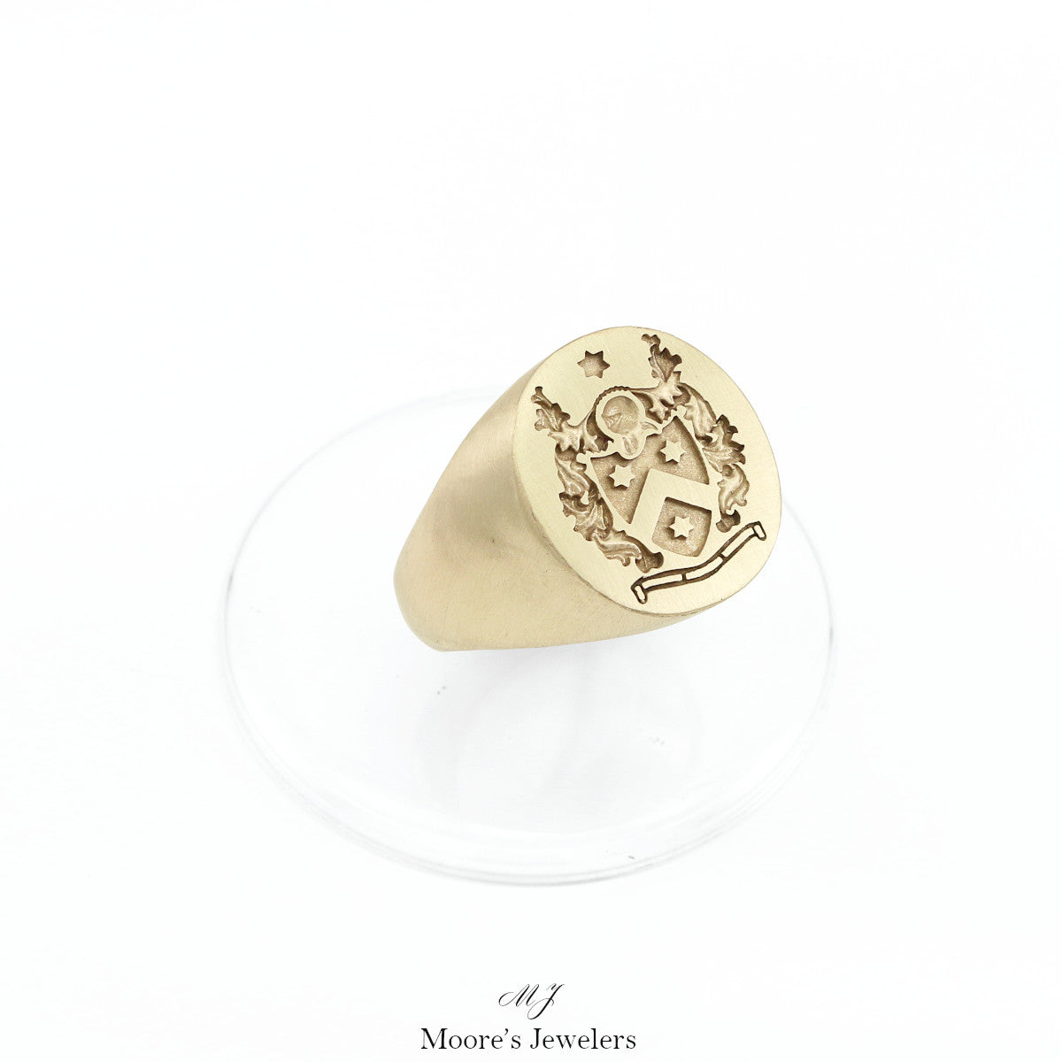 14k Yellow Gold Cast Crest Signet Rings