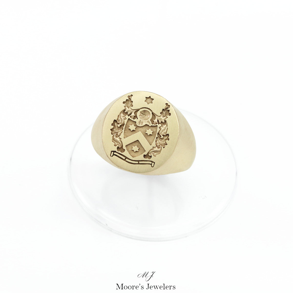 14k Yellow Gold Cast Crest Signet Rings