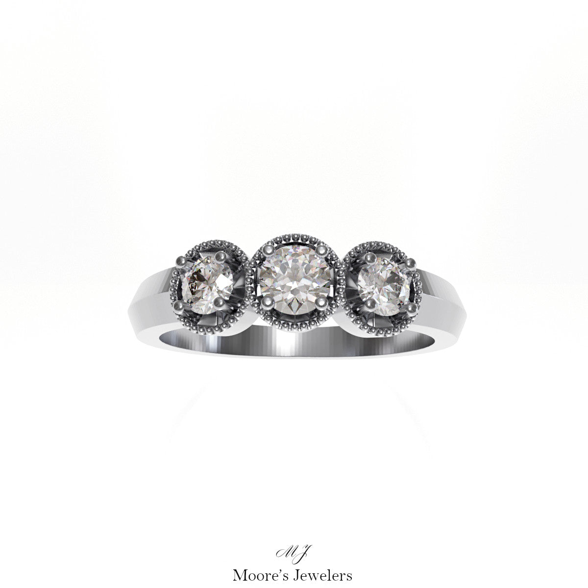 3 Stone Illusion Setting Ring 3d Model