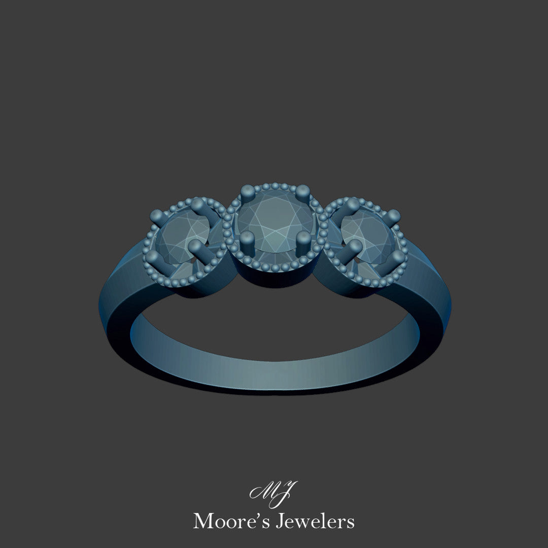 3 Stone Illusion Setting Ring 3d Model