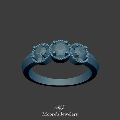 3 Stone Illusion Setting Ring 3d Model