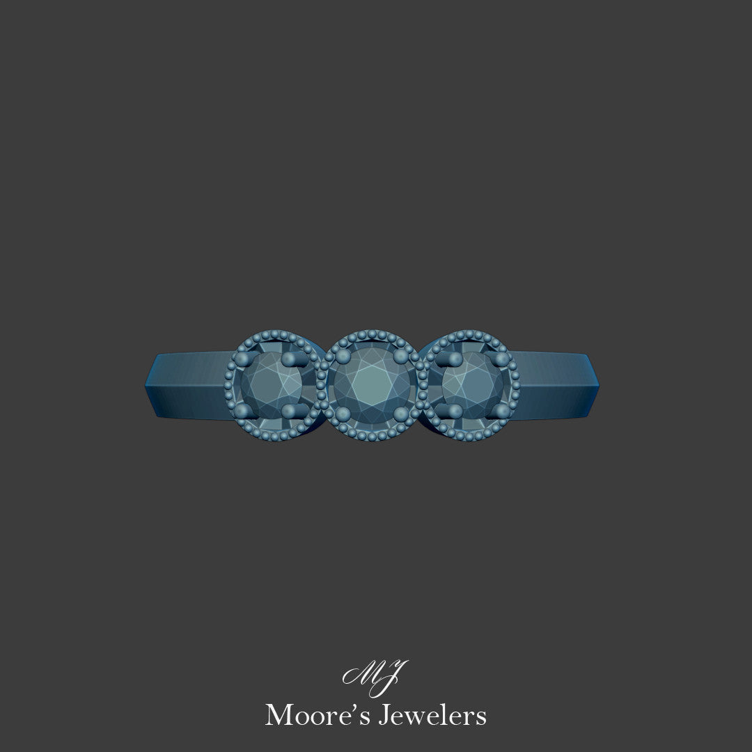 3 Stone Illusion Setting Ring 3d Model
