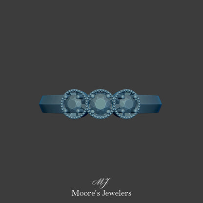 3 Stone Illusion Setting Ring 3d Model
