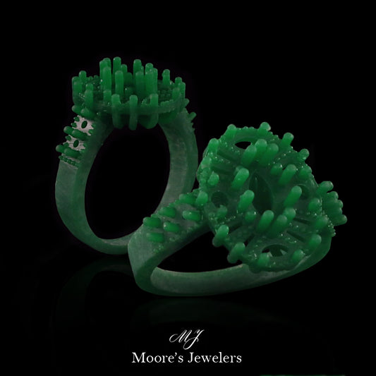 3d Printed Marquise and Round Diamond Engagement Ring