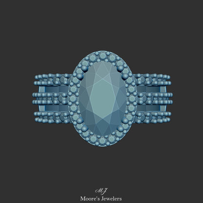 Oval Cocktail Ring 3d Model