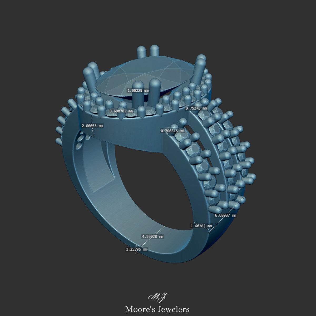 Oval Cocktail Ring 3d Model