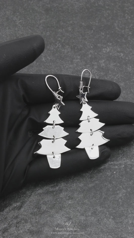 925 Sterling Silver Christmas Tree Earrings