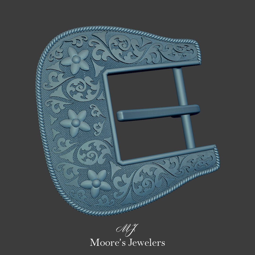 Scroll Pattern Belt Buckle 3d Model