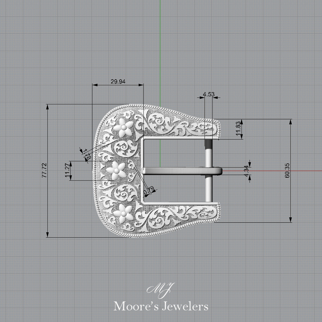 Scroll Pattern Belt Buckle 3d Model