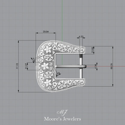 Scroll Pattern Belt Buckle 3d Model