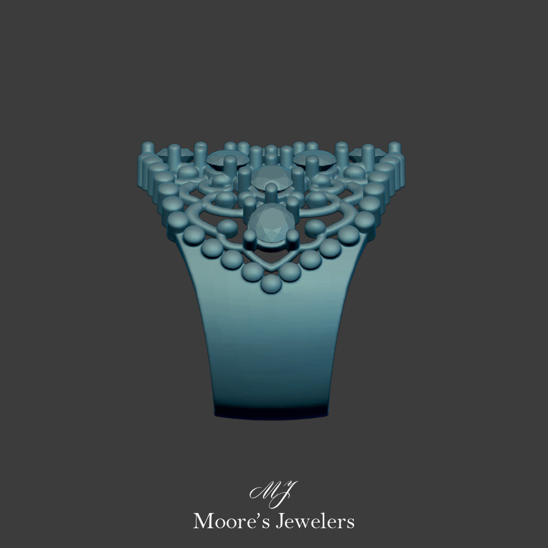 Cocktail Diamond Scroll Ring 3d Model