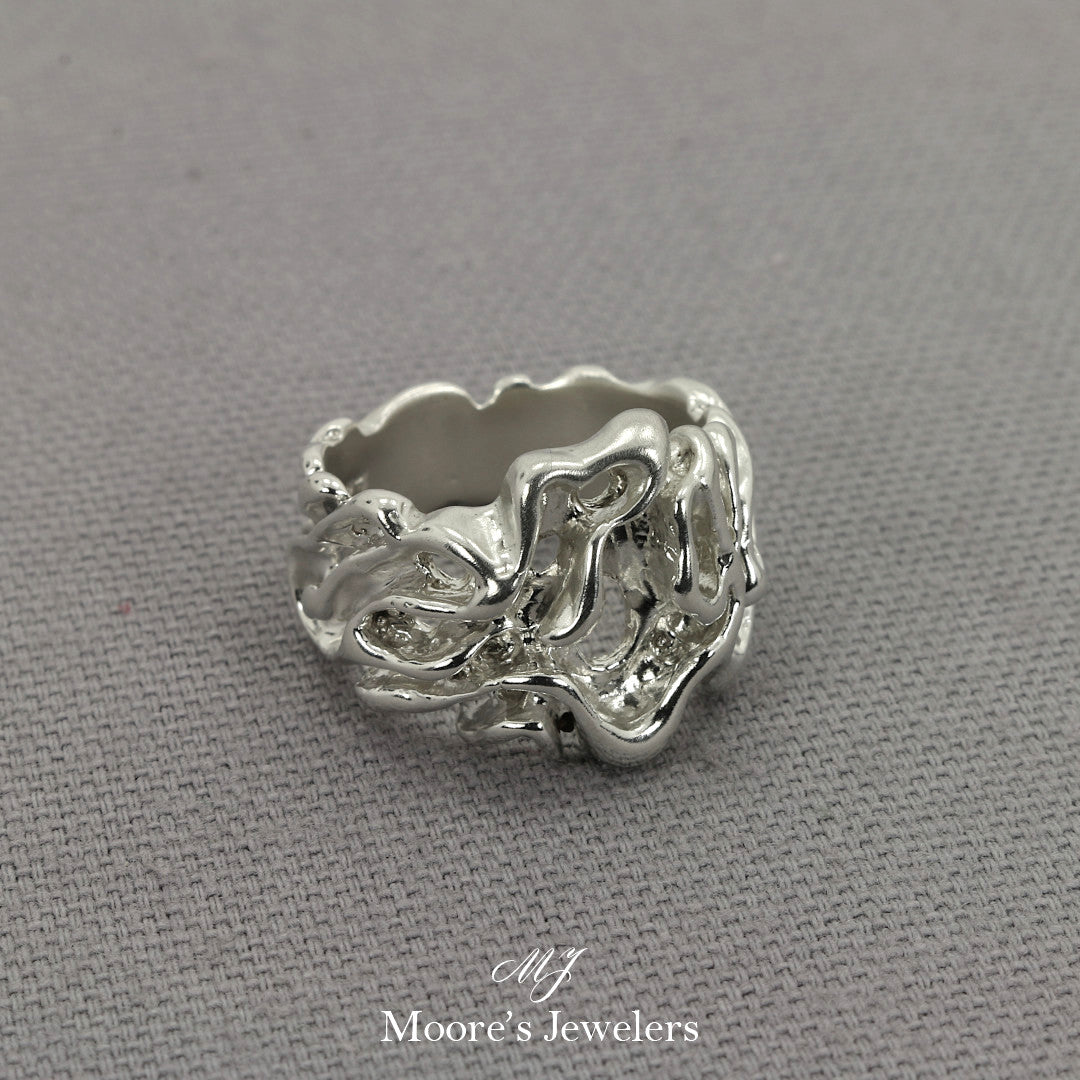 925 Sterling Silver Free Form Nugget Ring