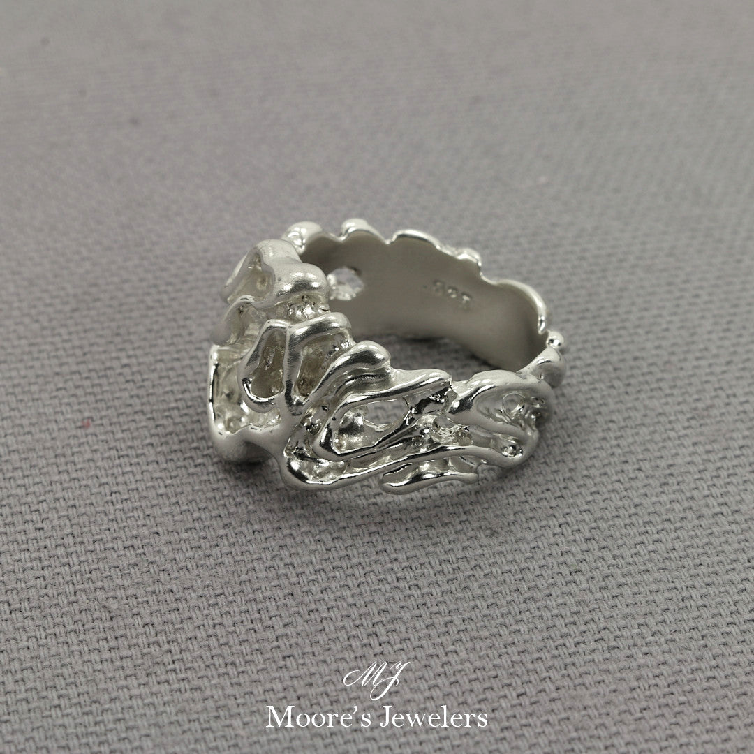 925 Sterling Silver Free Form Nugget Ring