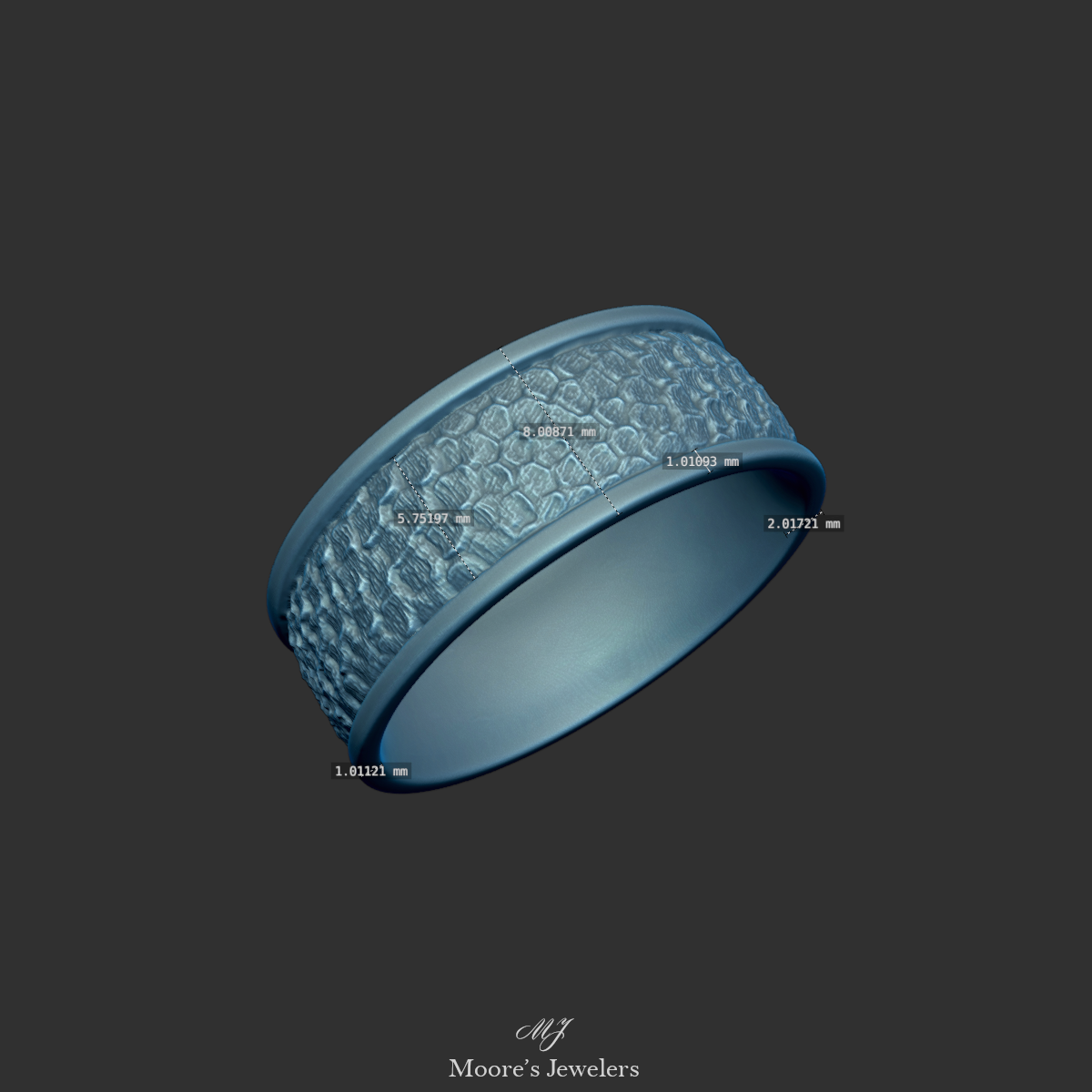 8mm Man's Textured Wedding Band 3d Model