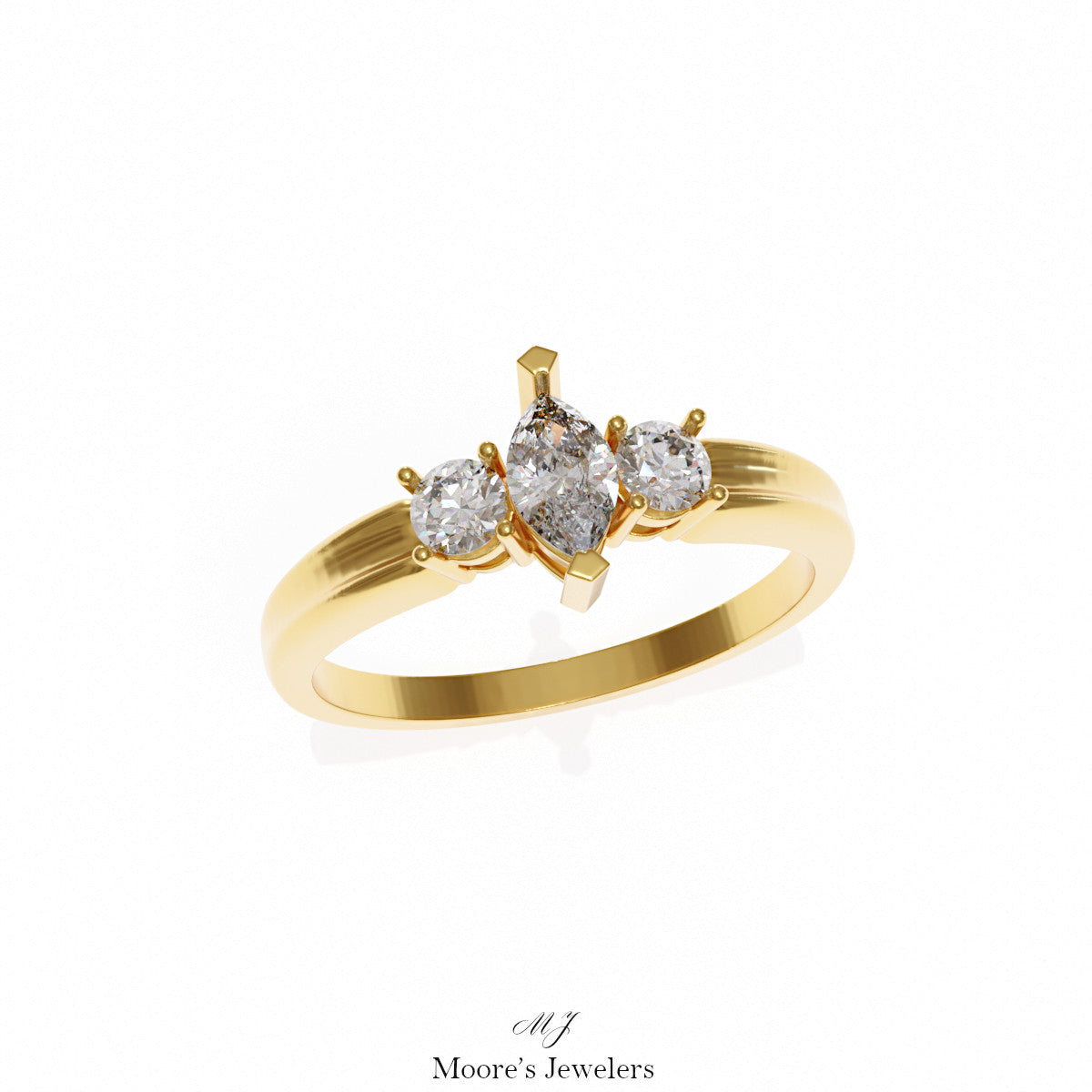 Marquise and Round Diamond Everyday Ring 3d Model