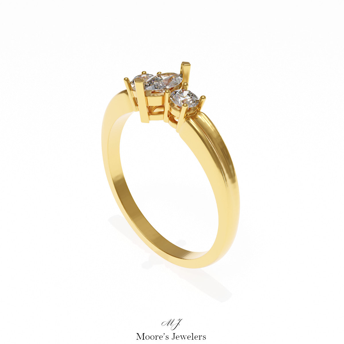 Marquise and Round Diamond Everyday Ring 3d Model