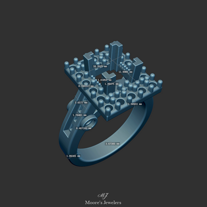 Princess and Round Cut Halo Engagement Ring 3d Model and Blender File