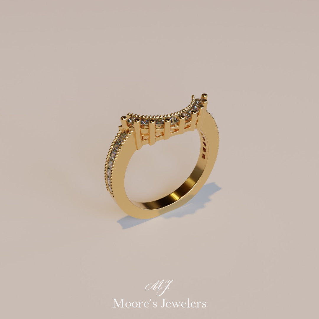14k Yellow Gold Shadow Band Rendering