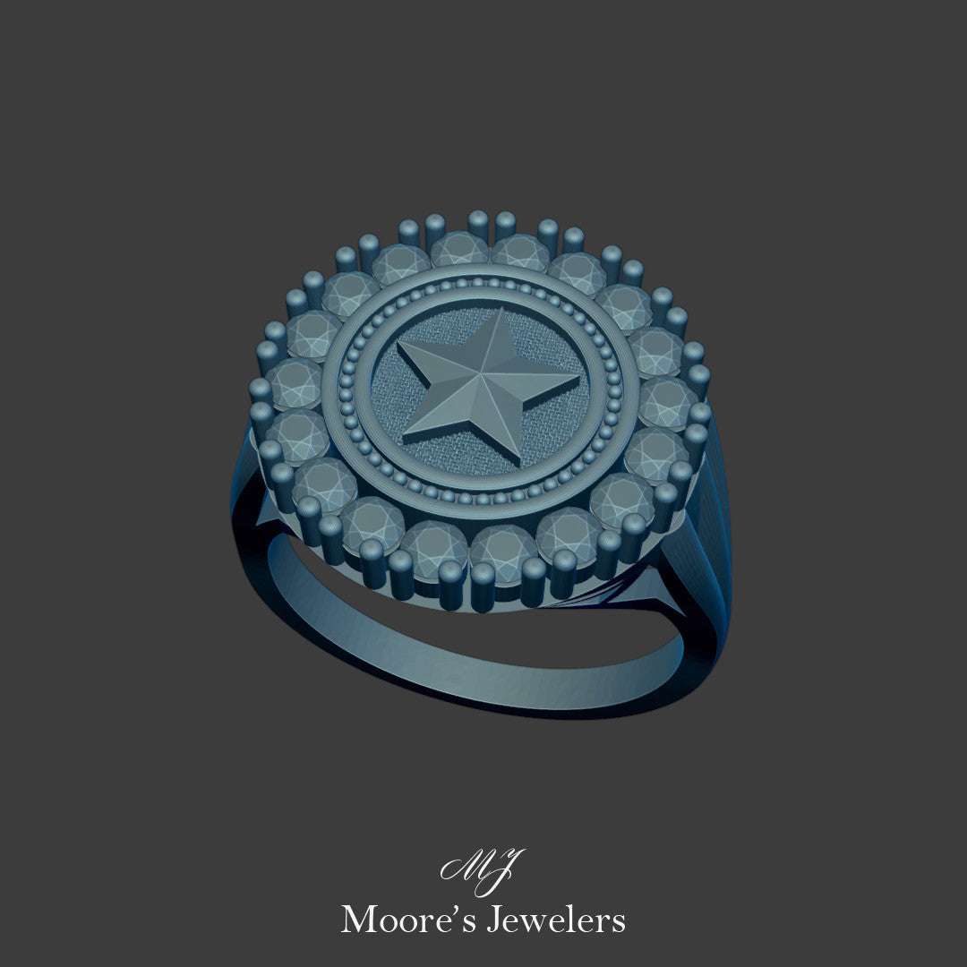 Star Diamond Signet Ring 3d Model