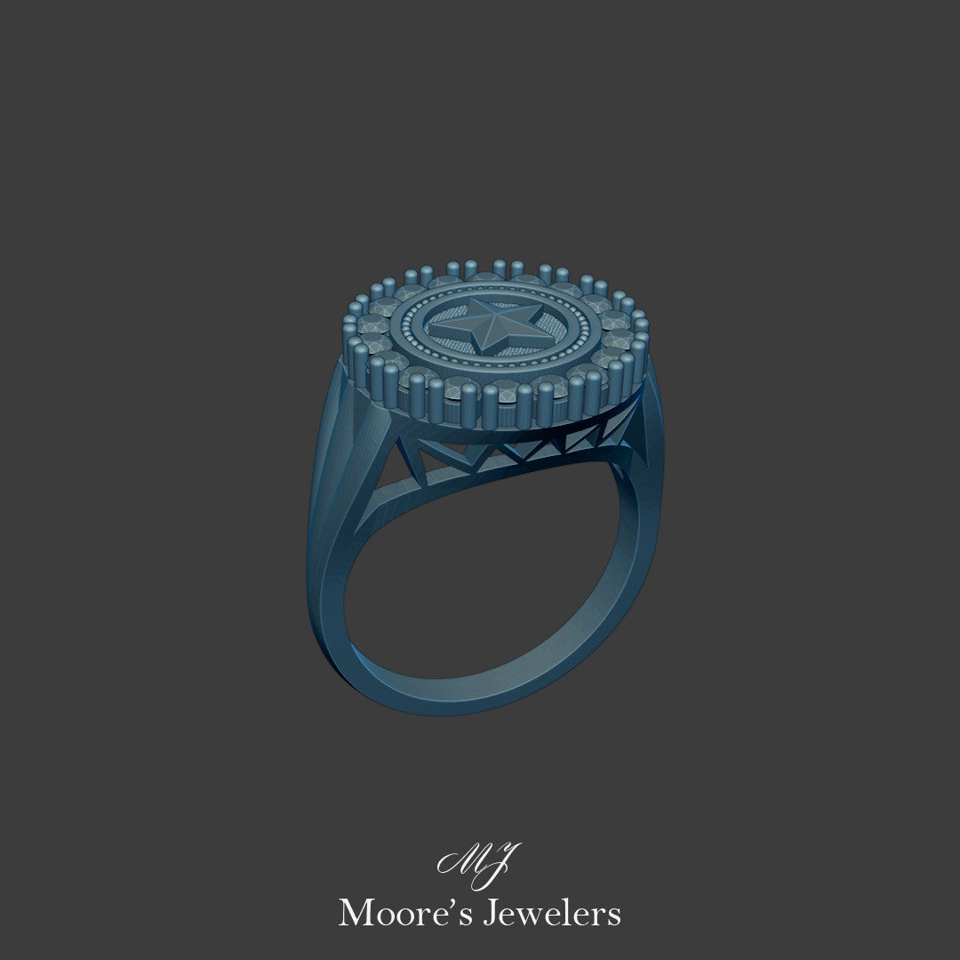 Star Diamond Signet Ring 3d Model