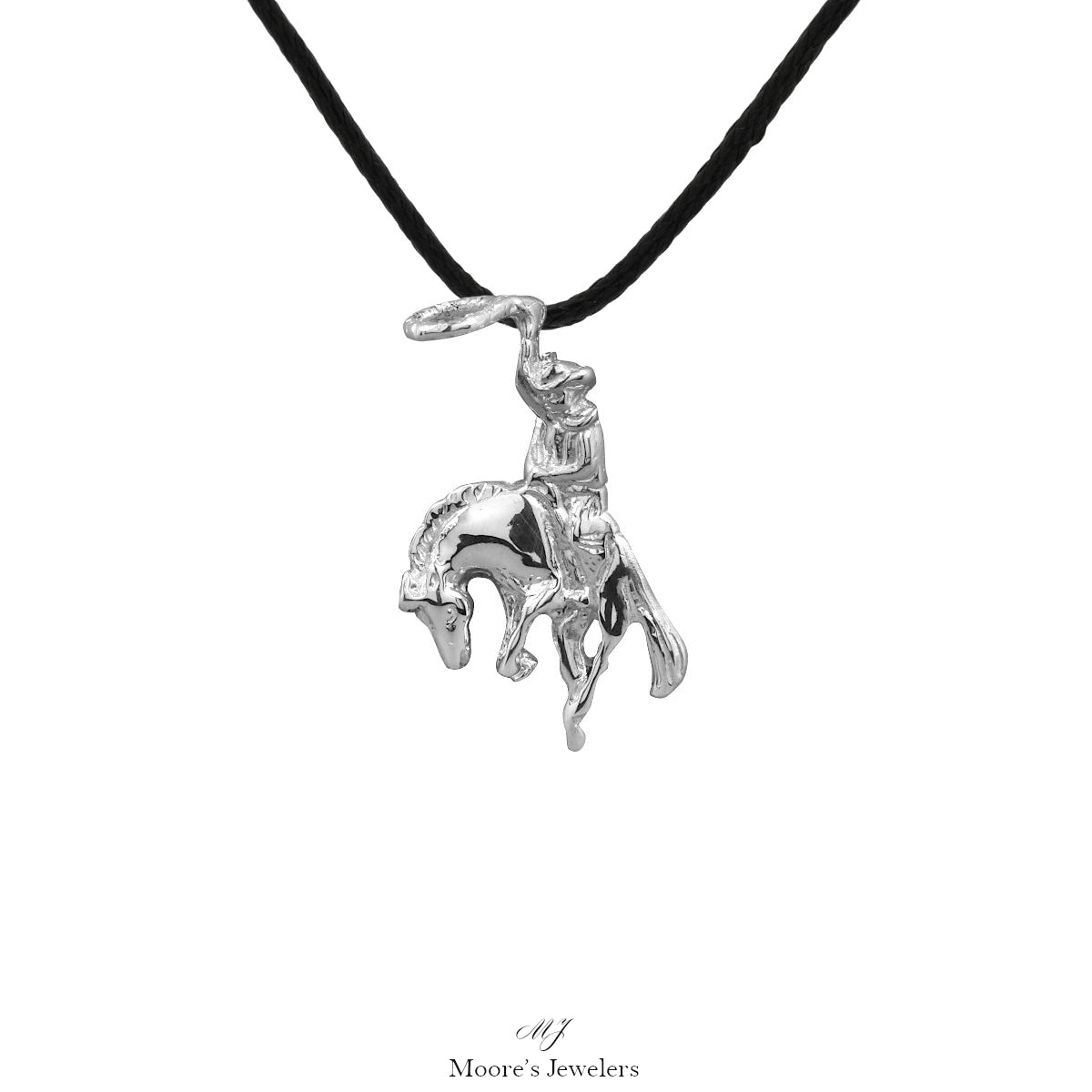 925 Sterling Silver Rodeo Cowboy Necklace w/ Adjustable Cord