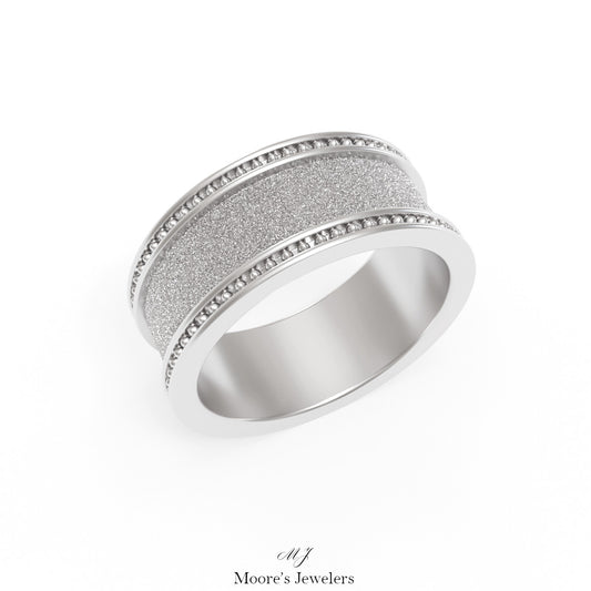 Man's Beaded and Textured Wedding Band 3d Model