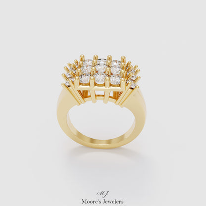 Cluster Style Halo Engagement Ring 3d Model