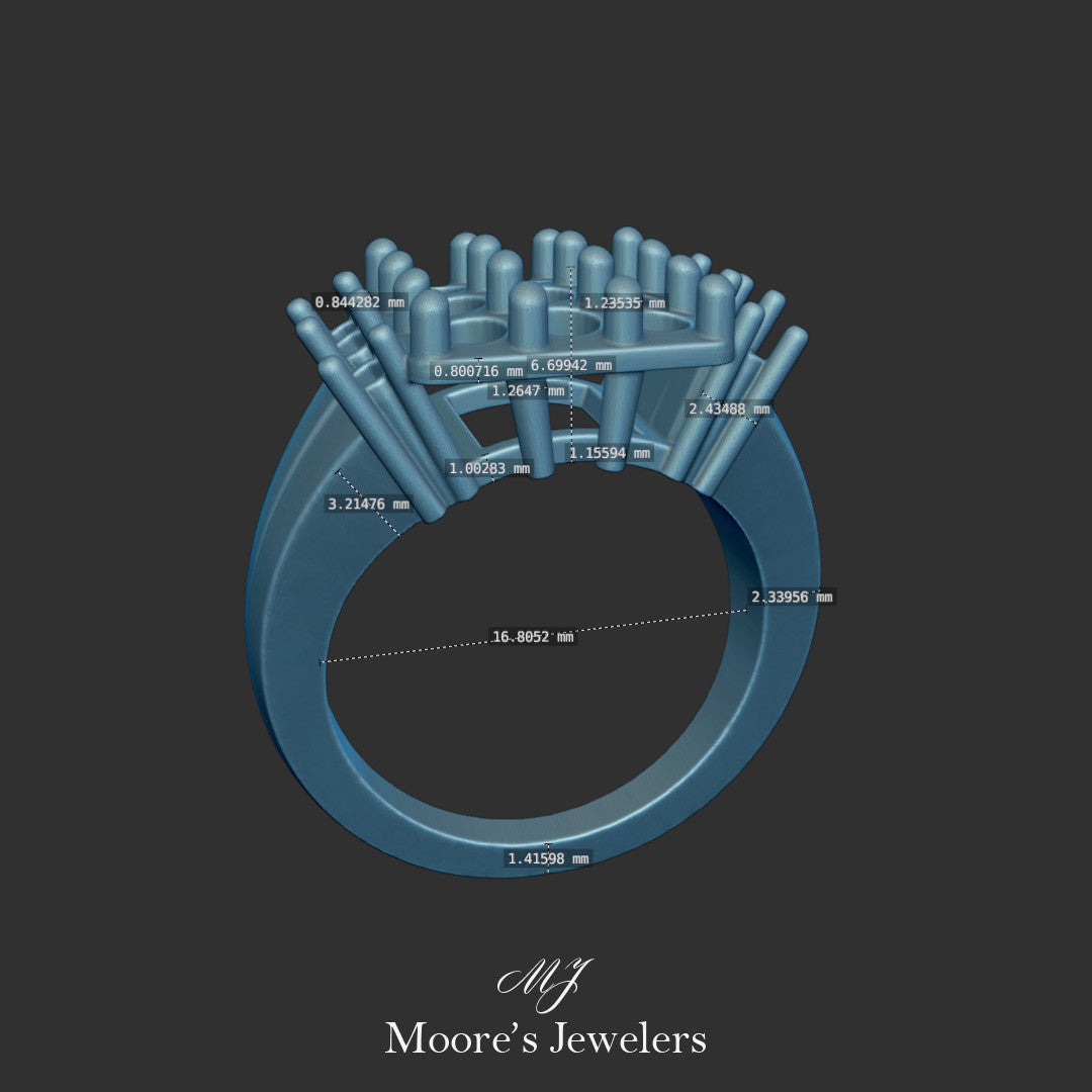 Cluster Style Halo Engagement Ring 3d Model