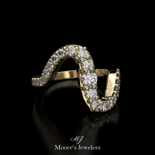 14k Yellow Gold S Curve Style Fashion Ring