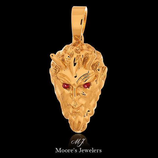 14k Yellow Gold Devil Head Pendant