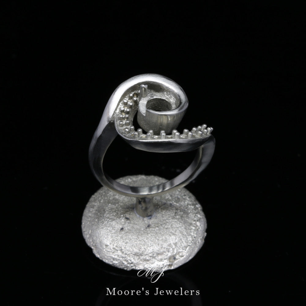 14k White Gold Swirl Ring Cast and Print