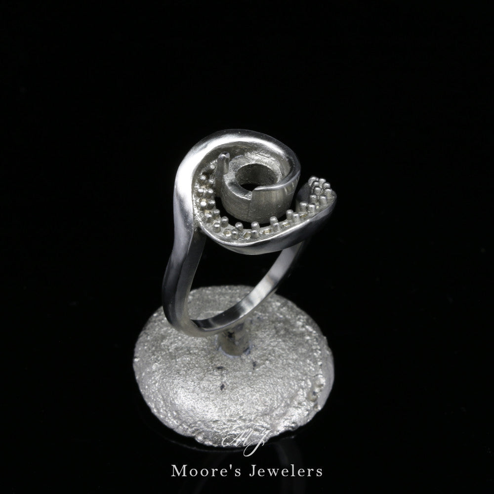 14k White Gold Swirl Ring Cast and Print