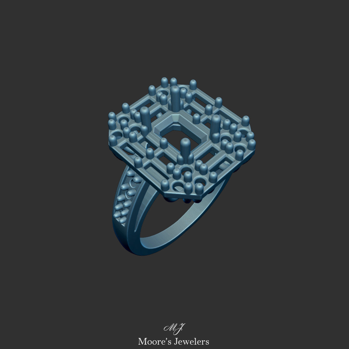 Emerald and Baguette Diamond Cocktail Ring 3d Model