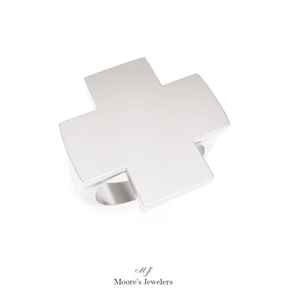 Engraveable Squared Off Recessed Cross Signet Ring 3d Model