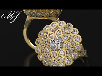 14k Yellow Gold High Fashion Bezel Set Diamond Ring