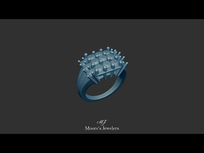 Cluster Style Halo Engagement Ring 3d Model