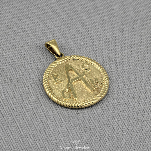 14k Yellow Gold His / Hers Monogram Pendant