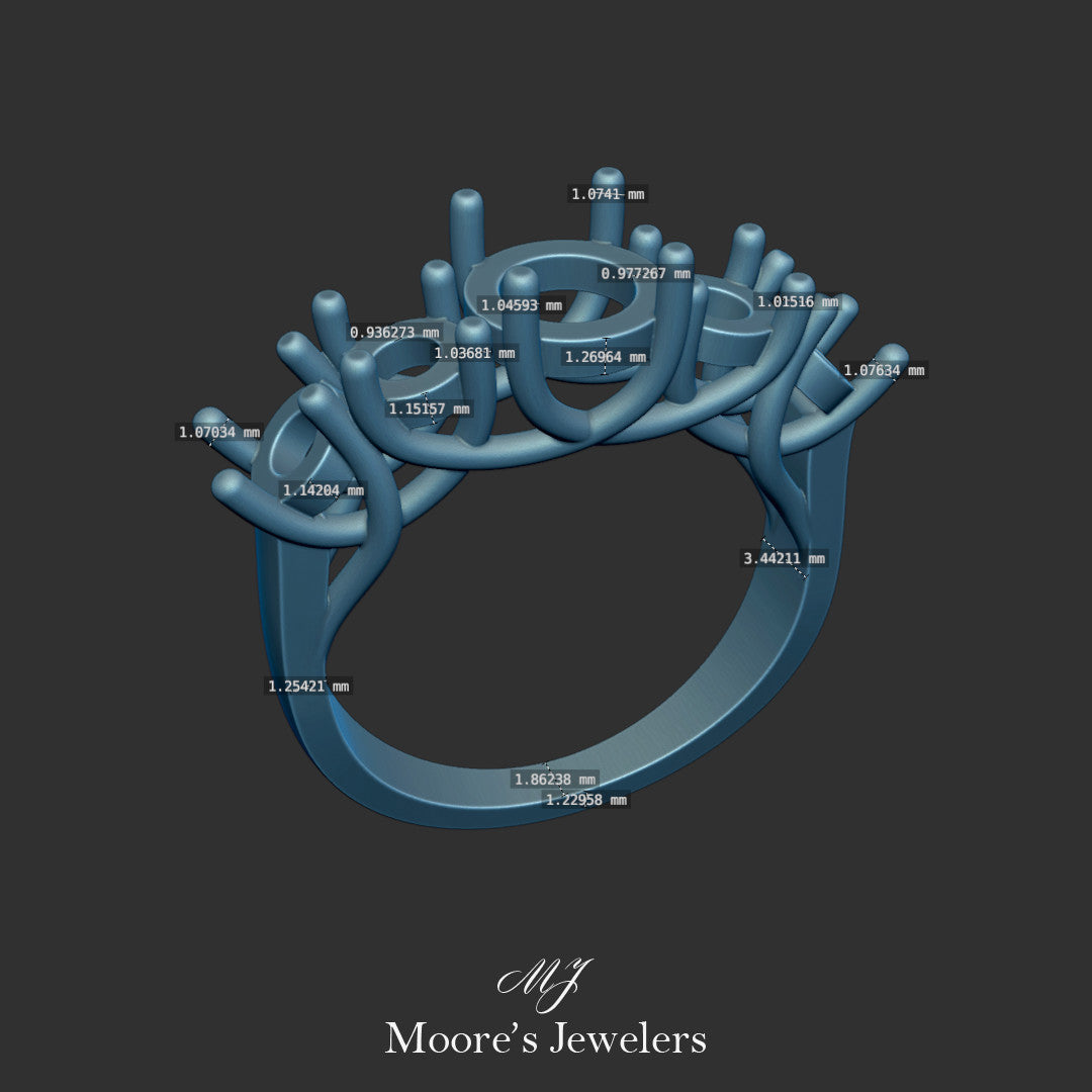 Interweaving 5 Stone Ring 3d Model