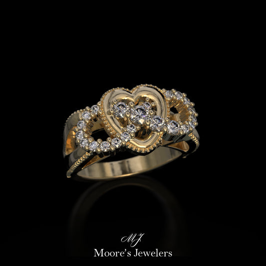 14k Yellow Gold Infinity Heart Ring