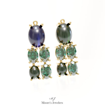Opal and Emerald Earrings 3d Model