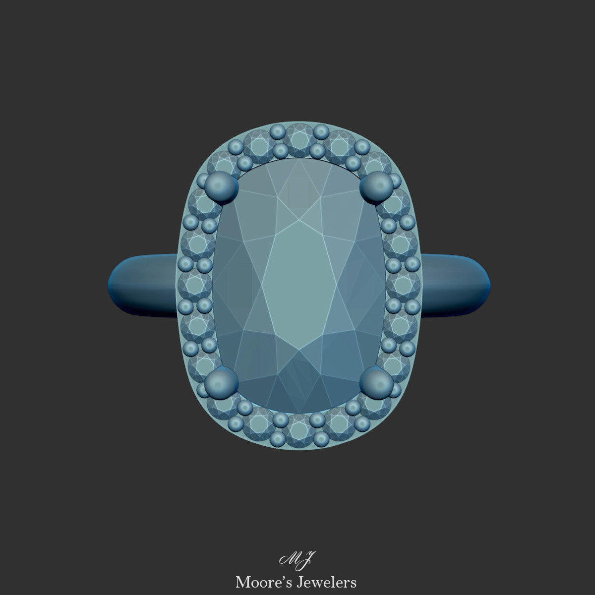 Oval Halo Engagement Ring With Scroll Pattern Gallery 3d Model