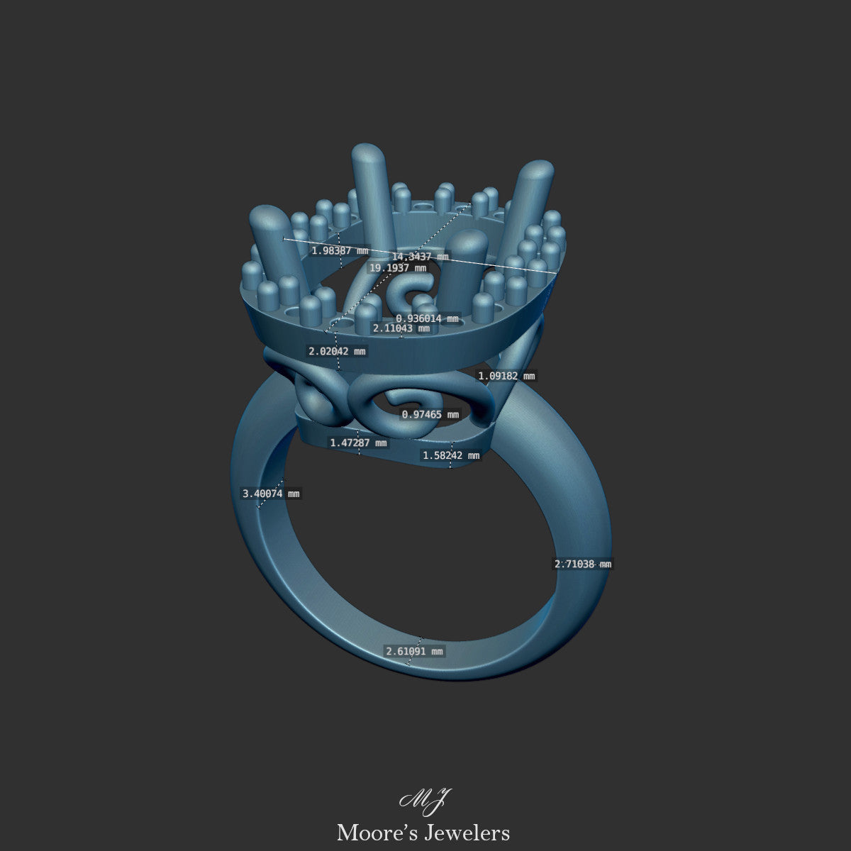 Oval Halo Engagement Ring With Scroll Pattern Gallery 3d Model