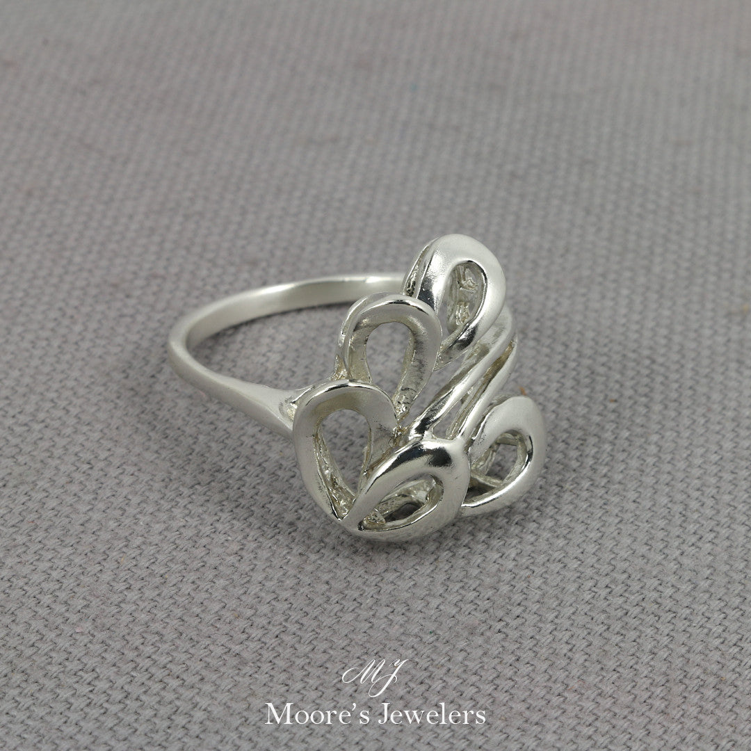 925 Sterling Silver Ribbon Style Free Form Ring