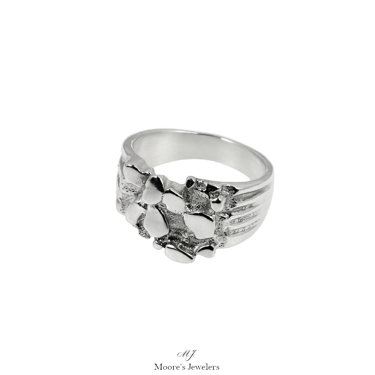 925 Sterling Silver Hand Carved Nugget Ring