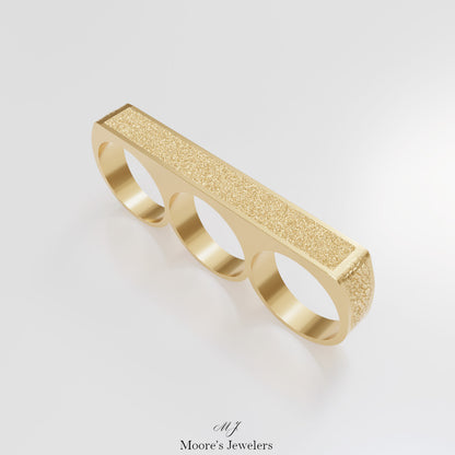 Textured 3 Finger Bar Ring 3d Model