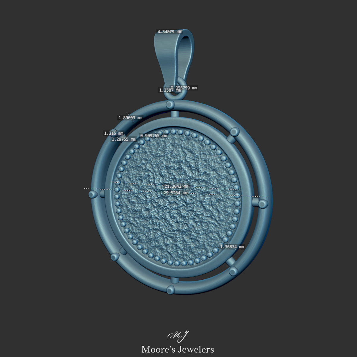 Textured Medallion Pendant 3d Model