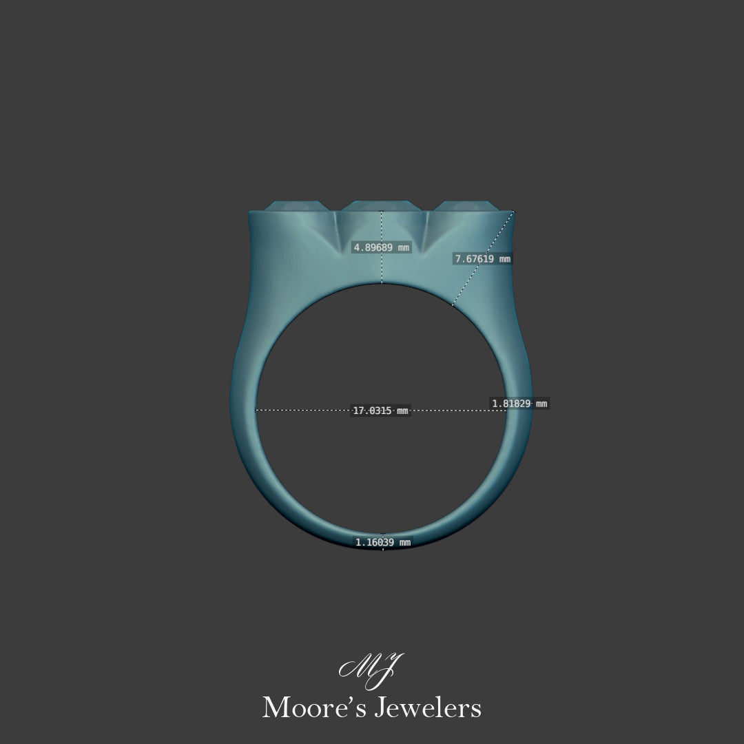 Tri Bezel Set Fashion Ring 3d Model